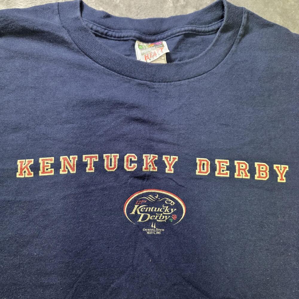 Vintage Kentucky Derby Shirt Mens Large Blue 127th Churchill Downs 2001 Tee